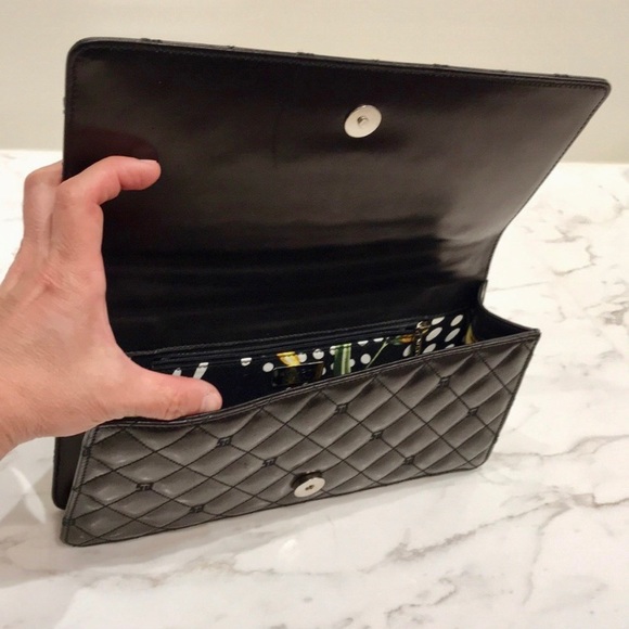 NWT luxury authentic rare minimalist classic St. John Black quilted bag - Picture 7 of 8